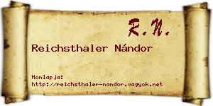 Reichsthaler Nándor névjegykártya